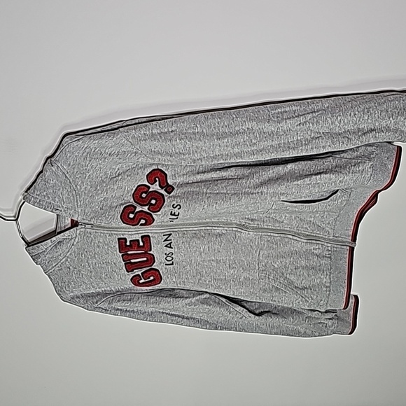 Guess large gray and red zip up hoodie - Picture 2 of 6